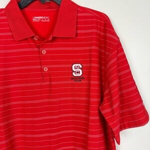 Nike NC State Men XL Red White Striped Polo Shirt FitDry Collegiate Sports